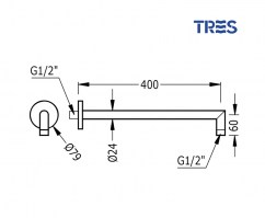 BRAZO DUCHA A PARED 40cm TRES